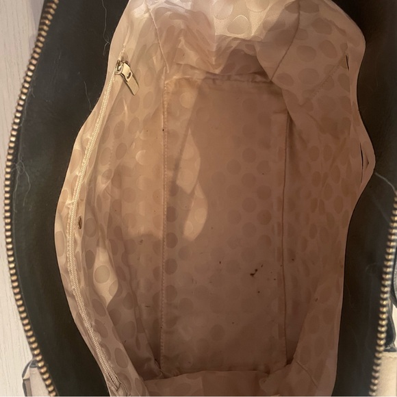 Kate Spade Pebbled Leather Satchel Shoulder Bag Black Nude Bow Purse - Picture 8 of 9